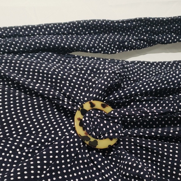 Polka Dot Wrap Dress v neck  knot front long sleeve.  size 14 - Picture 3 of 8